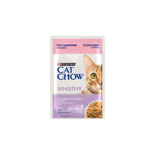 Purina Cat Chow Sensitive Karma Z Łososiem I Cukinią W Sosie 85g