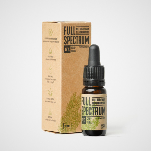Cosma Cannabis Full Spectrum Niefiltrowany Olejek CBD+CBDA 12% Dla Ludzi 10ml 
