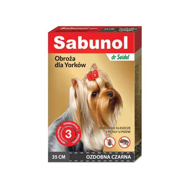Laboratorium DermaPharm Sabunol Ozdobna Czarna Obroża Dla Yorków 35 cm