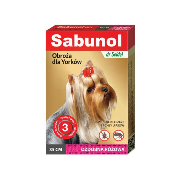 Laboratorium DermaPharm Sabunol Ozdobna Różowa Obroża Dla Yorków 35cm