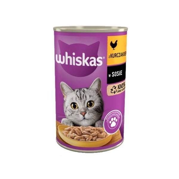 WHISKAS Karma Mokra 1+ Z Kurczakiem W Sosie 400g