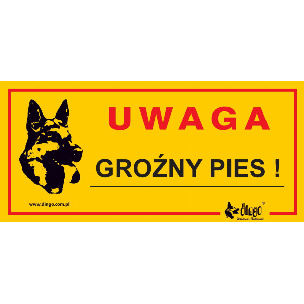 Dingo Metalowa Tabliczka Ostrzegawcza "Uwaga Groźny Pies"