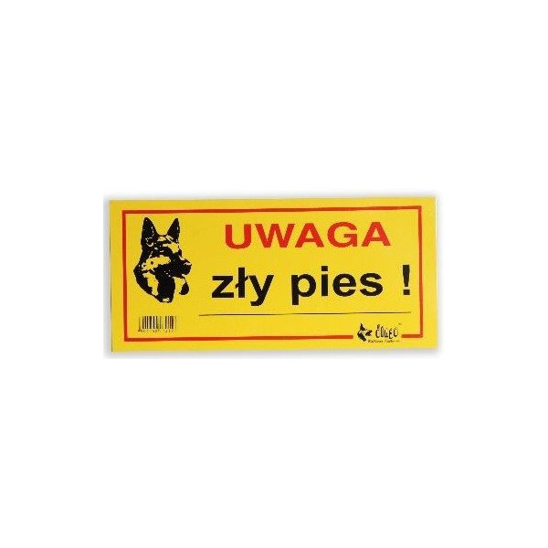 Dingo Metalowa Tabliczka Ostrzegawcza "Uwaga Zły Pies"