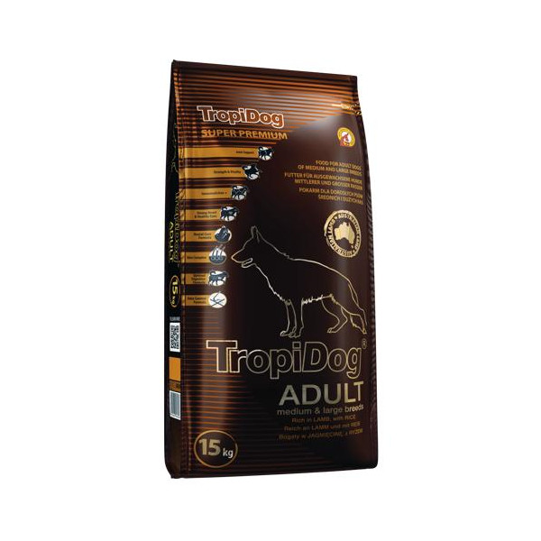 Tropidog Super Premium Adult Medium & Large Breed Jagnięcina Z Ryżem 15kg