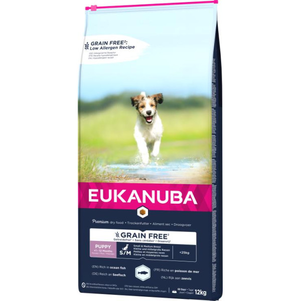 Eukanuba Puppy&Junior Small/Medium Grain Free Łosoś 12kg 