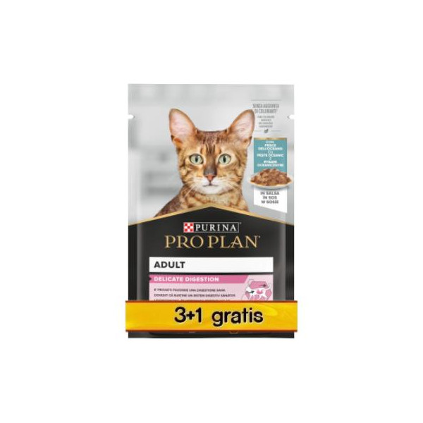 Purina Pro Plan Delicate z rybą dla kota 4x85g (3+1 GRATIS)