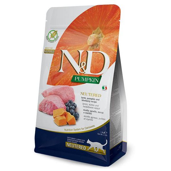 Farmina N&D Pumpkin Feline Lamb & Blueberry Neutered Adult 300g