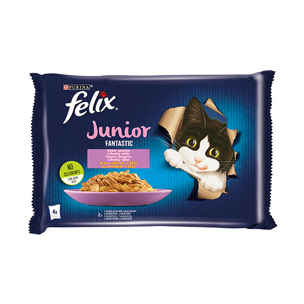 Felix Fantastic Junior W Galaretce Z Kurczakiem I Łososiem 4x85g