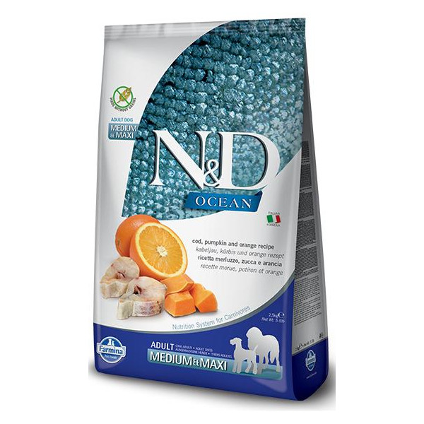 Farmina N&D Ocean Canine Adult Medium&Maxi Cod Pumpkin&Orange 2,5kg